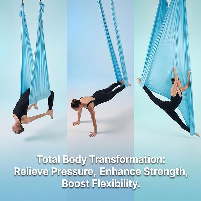 RiToEasysports Aerial Hammock Kit, Polyester Fabric for Yoga and Fitness, 400x280cm Home Workout Equipment for Beginners