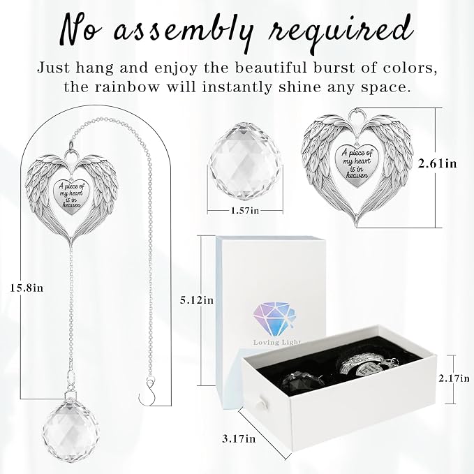 Memorial Sympathy Gifts for Loss of Loved One, in Memory of Loved One Gifts, Bereavement Remembrance Grief Gift for Loss of Mom Husband Son Daughter Dog, Christmas Memorial Suncatcher
