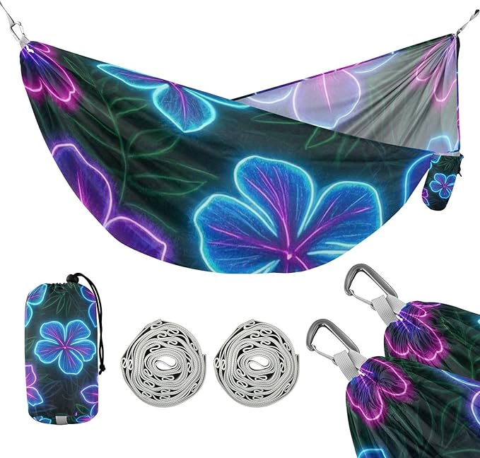 Colorful Fluorescent Neon Tropical Flowers 330lb Capacity Hammocks Tree Hammock for Patio Backyard Lounge Base hamaca para Camping 0 a 24 Meses