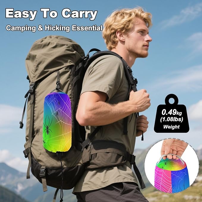 Hammocks for Outside Colorful Spiders Webs Camping Hammock Portable Hammocks with Tree Straps and Carry Bag Camping Accessories for Hiking Beach Outdoor