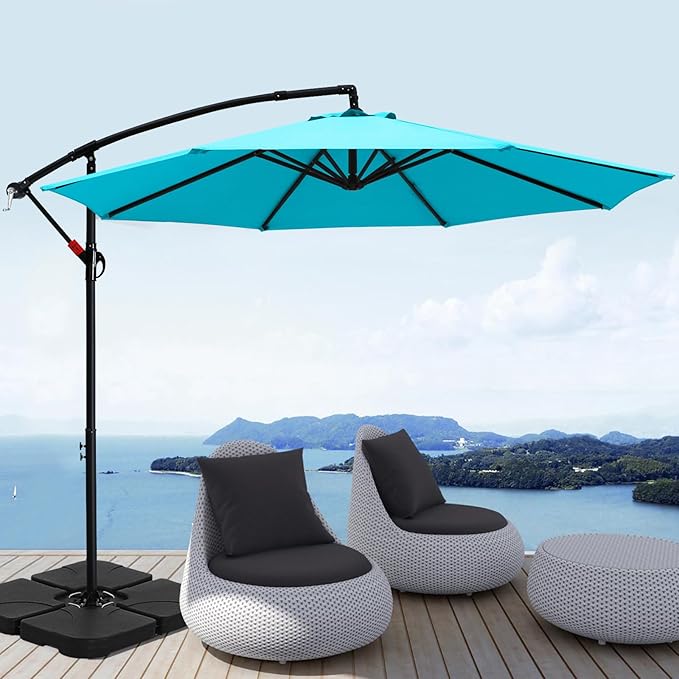ABCCANOPY Cantilever Patio Umbrella with base included, 360° Rotation Outdoor Offset Umbrella for Backyard, Deck, Poolside