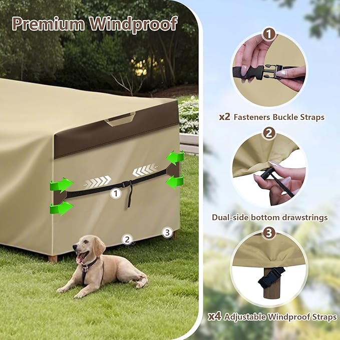 RICHIE Outdoor Patio Furniture Cover - Heavy Duty Waterproof 600D Tough Canvas Protector for Square Table Cover, All-Season Dining Table and Chair Cover (86L x 86W x 28H Inch)