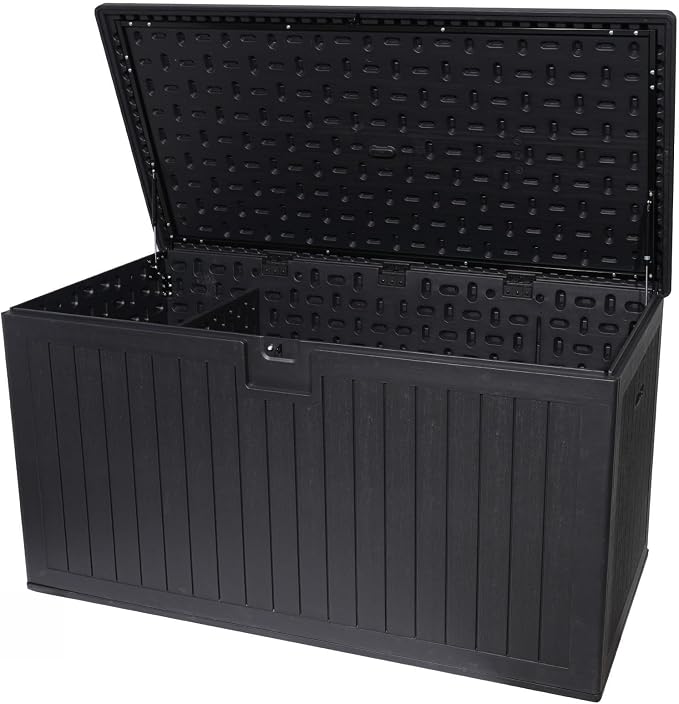 Redeer Outdoor Resin Deck Box, Dark Gray, 230 Gallons | Waterproof Storage, Lockable, UV-Resistant for All Weather, For Patio Furniture & Garden Tools & Pool Accessories