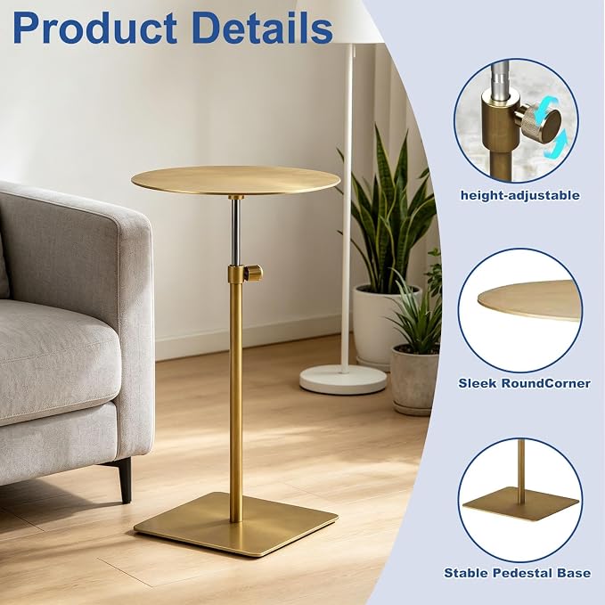 Stainless Steel Round Dining Table - Metal Breakfast Bar & Coffee Side Table for Cafes, Restaurants & Outdoor Patios - 35cm Diameter - Stylish & Durable Side Tables