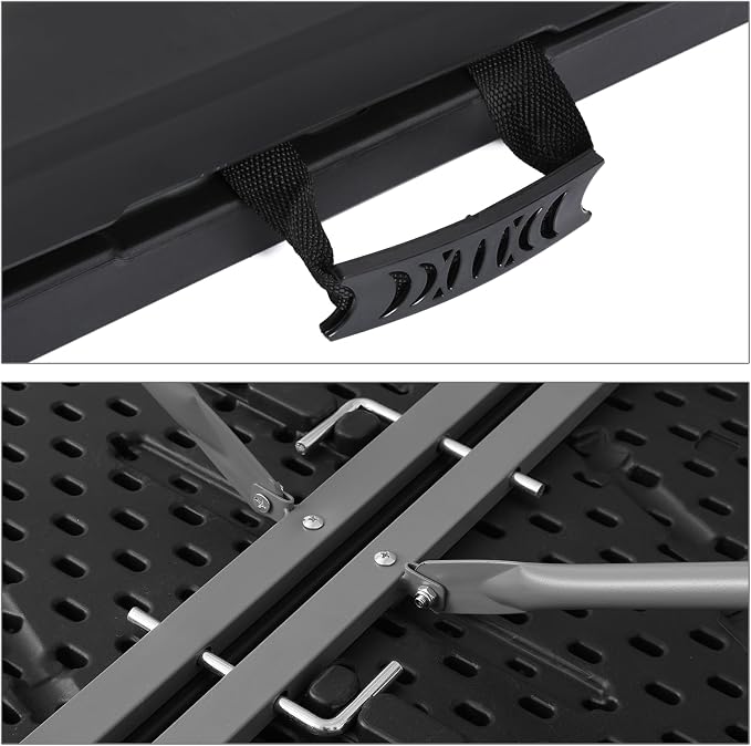 MoNiBloom 4Ft Folding Card Table, Outdoor Foldable Small Portable Plastic Dining Picnic Cookout Table w/Handle, Black