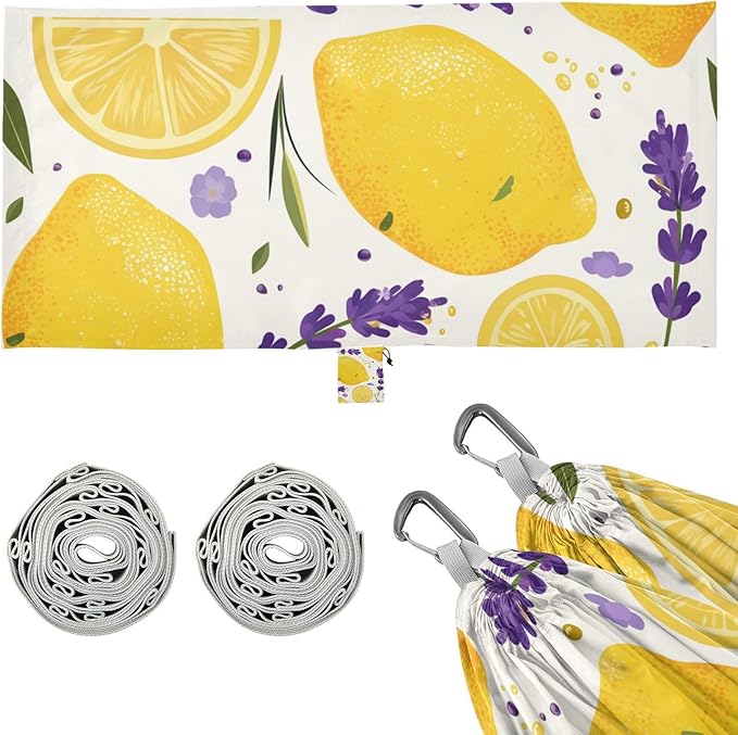 Spring Lavender Lemons Fresh 330lb Capacity Hammocks for Camping Rope Hammock for Outside Patio Garden hamacas para adultos