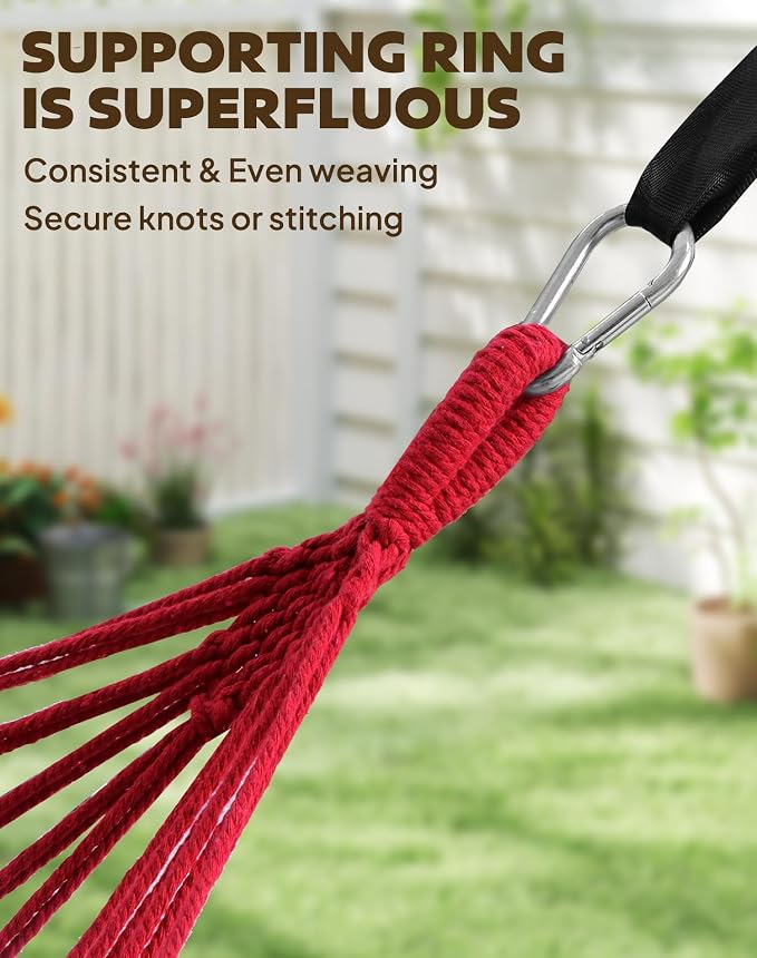 ANYOO Cotton Hammocks Portable Hammock with Tree Straps Easy Setup Indoor/Outdoor Hanging Bed 550lb Capacity Perfect for Backyard Camping Travel