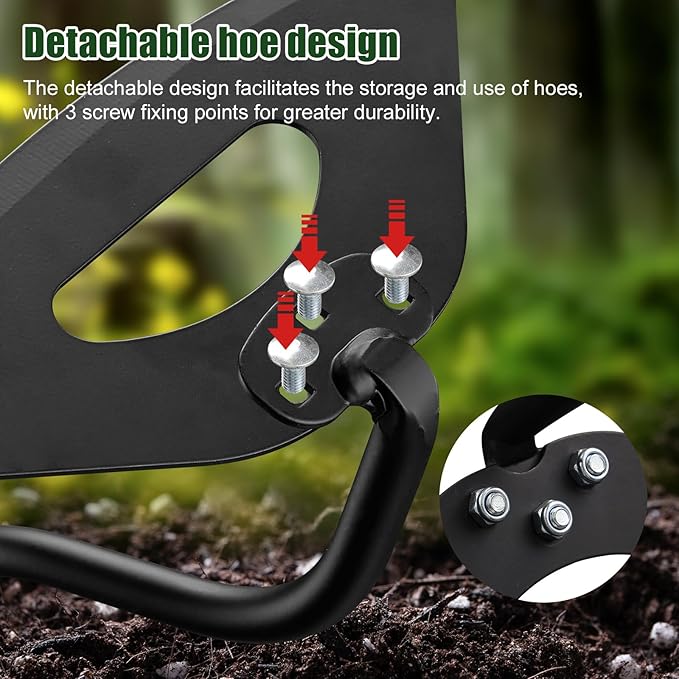 Heavy Duty Garden Hoe Tool 60INCH - Ergonomic Weeding Tool for Lawn, Yard & Farm, Rust-Resistant Steel with Comfort Grip, Easy Adjust & Storage