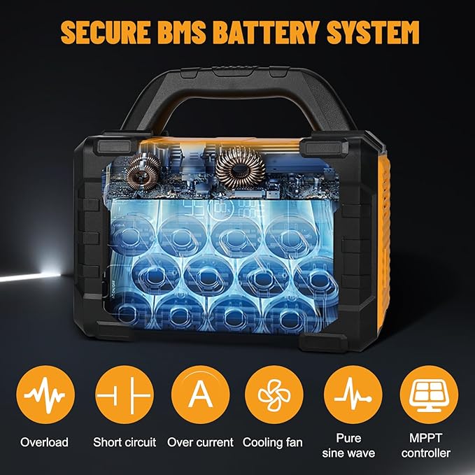 Solar Generator 300W Portable Power Station with 100W Foldable Solar Panel, 294Wh Lithium Battery, 120V/300W AC Outlet, Quiet Generators for Home, RV, Outdoor, Camping and Emergencies Use