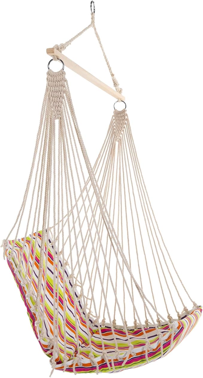 Castaway Living Large Fruit Stripe Hammock Chair with Quick Dry Fabric, Designed in The USA, Durable & Comfortable, Spacious Swing for Sunroom, Patio, Porch, Balconies, Backyard & More
