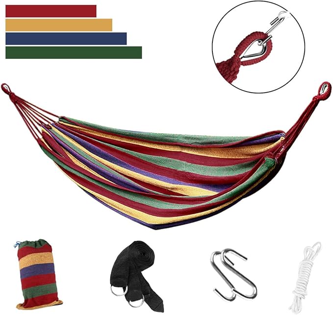 Single/Double Hammock Portable Swing Hanging Bed for Backyard, Park, Outdoor and Indoor Use, Free Carrying Bag Included Red 200cm x 150cm Combo C (id: 29a 0c2 a23 88e cd4