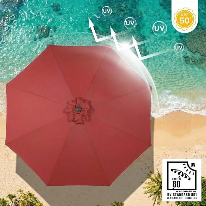 COWVIE Umbrella Canopy Replacement for 8 Ribs Patio Umbrella, Outdoor Table Parasol Replacement for Yard, Canopy Only