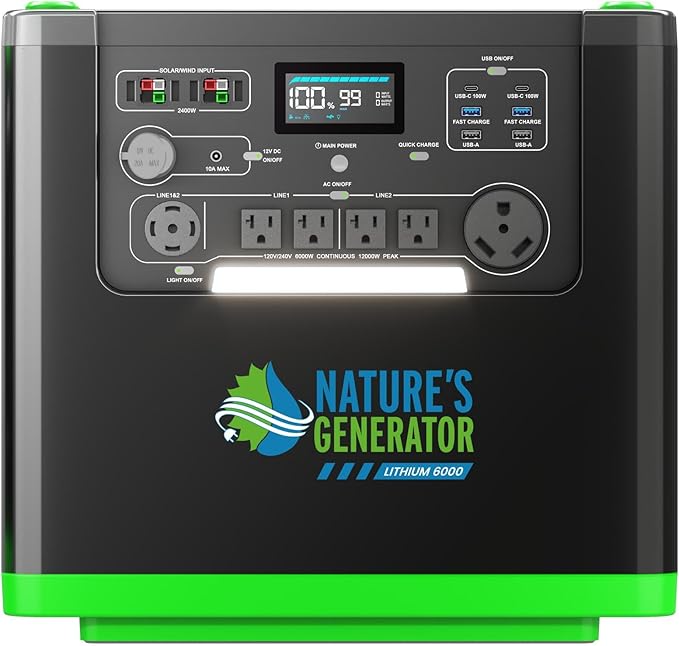 Natures Generator 2 Packs 3840Wh Solar Generator, LiFePO4 Batteries, 6000W Portable Power Station for Home Backup, RVs, Emergencies, Power Outages, and Outdoor Camping