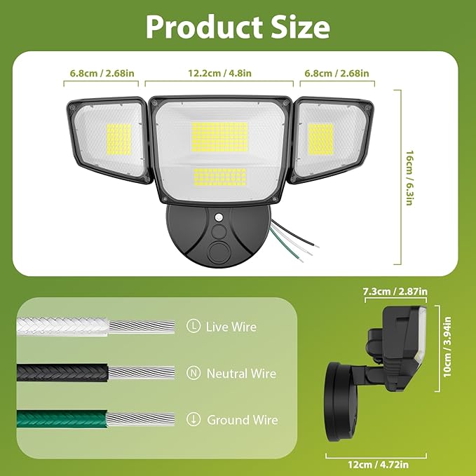 Abovizo 90W LED Flood Lights Outdoor, 10,000LM Security Lights with 4 Adjustable Heads, 6500K Daylight, IP65 Waterproof Exterior Wall Mount Light for Garage, Yard, Porch, Switch Controlled