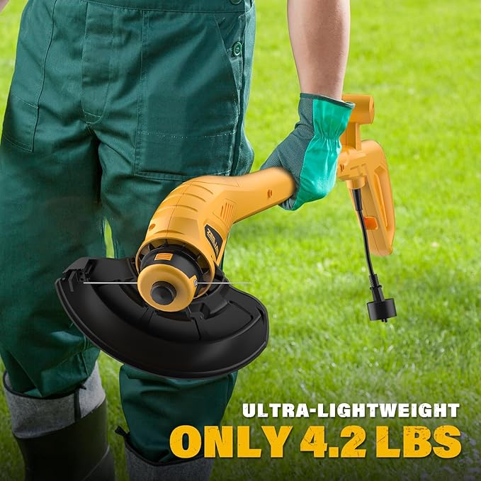 ZEGJAW Weed Wacker Corded, 9 Inch Electric Weed Wacker with 2 Pcs Replace Spool Trimmer Lines, String Trimmer for Lawn Care