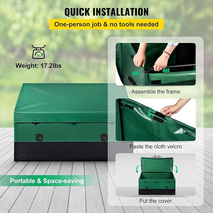 Happybuy 230 Gallon Outdoor Storage Box, Waterproof PE Tarpaulin Deck Box, Patio Garden Organizer