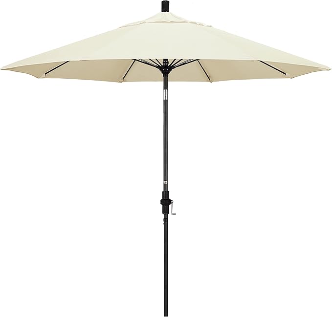 California Umbrella 9' Round Crank Lift, Collar Tilt, Aluminum Pole, Fiberglass Rib Patio Umbrella,