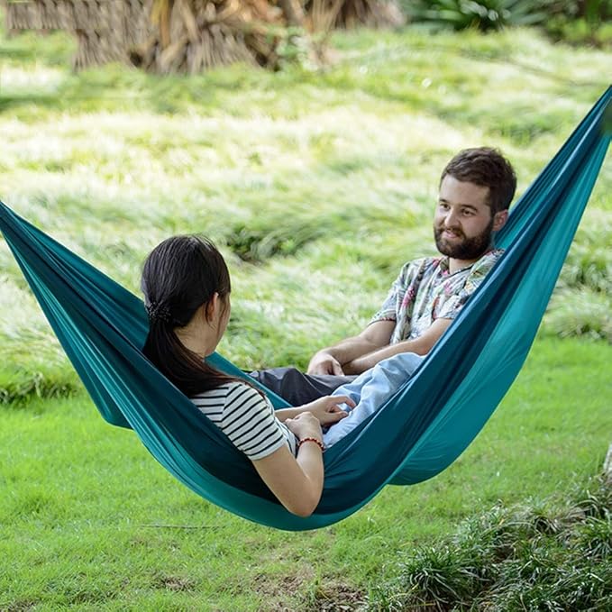 Camping Hammock, Hammock Outdoor Single and Double Camping Portable Swings Hanging Chair Lazy Hammocks Easy to Assemble Suitable for Travel Camping(Blue)