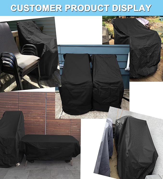 WOMACO Stackable Patio Chair Cover Waterproof Outdoor Stacking High Back Chair Cover Water Resistant Outside Furniture Tall Chair Protector (Stacking Chair - 28"Lx36"Wx47"H(2 Pack))