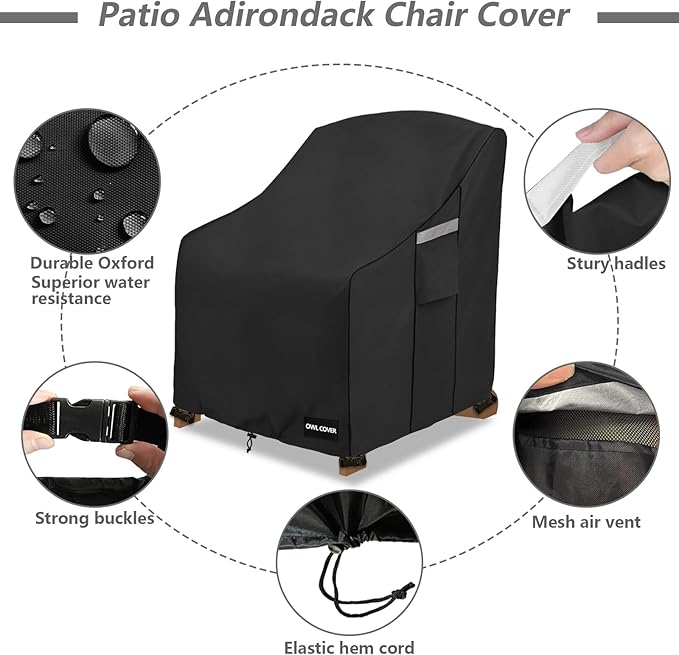 Outdoor Chair Covers 37" W x 40" D x 36" H,600D Heavy Duty Waterproof Patio Chair Cover,Outdoor Furniture Covers for Lawn/Garden Chiar,Black