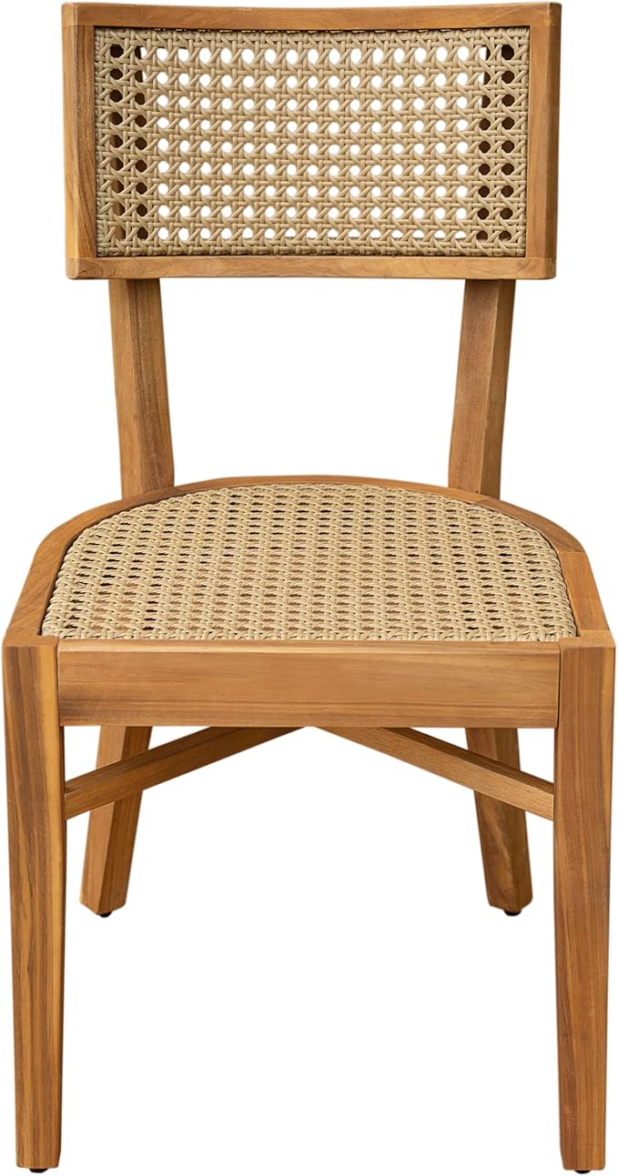 Christopher Knight Home Neeko Acacia Wood Patio Dining Set for 4, Solid Wood Outdoor Dining Table Set for 4, Round Dining Table and Chairs Set of 4, Teak+Light Brown