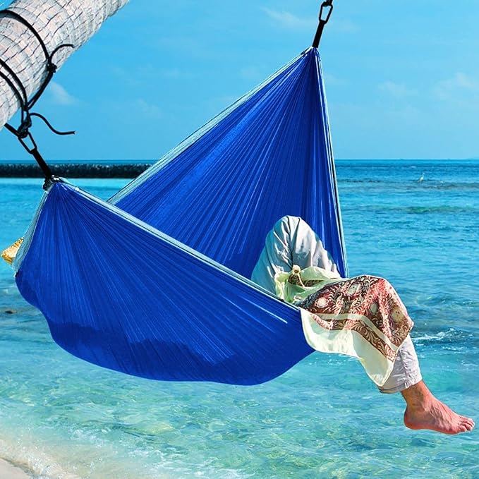 Ultralight Camping Hammock, Portable Compact Double Outdoor Hammock, Nylon Hammock Swing with Carabineers, for Hiking Camping Travel (Color : A, Size : 260x150cm)