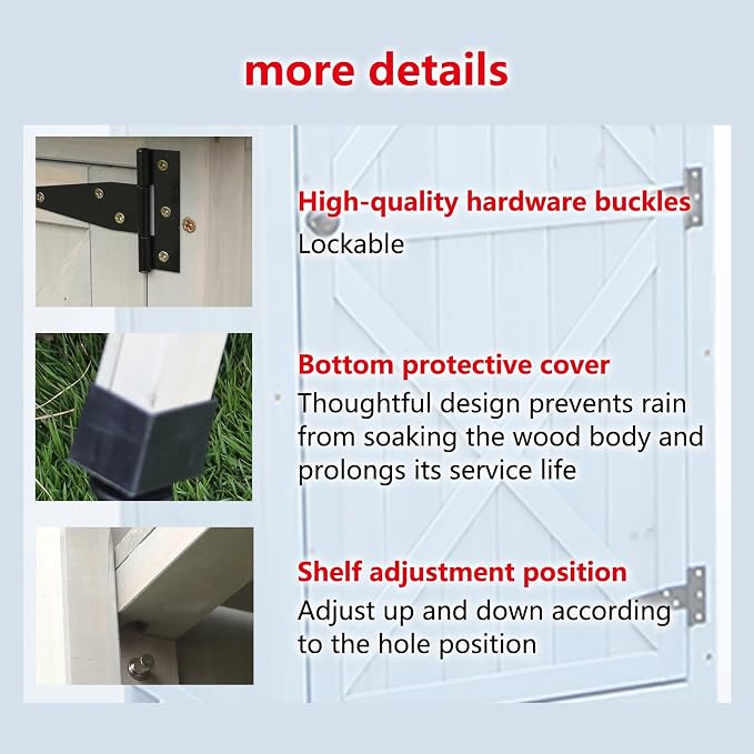 FORRTY Outdoor Storage Box Waterproof Outdoor Container Deck Box Solid Wood Material is Strong and Durable Three-layer Storage Space with Adjustable Splint(Green)