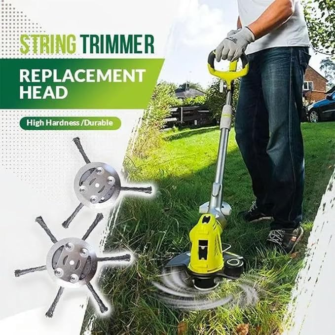 Steel Wire Grass Trimmer Head, 6 inch Universal Steel Wire Trimmer Head, Wire Trimming Head for weedeater, Tool-Free Installation (6 Blades)