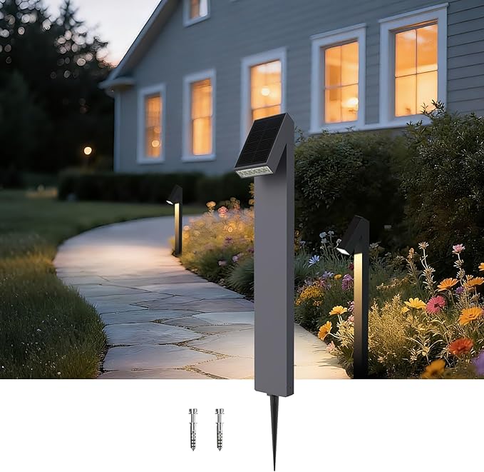 SOTTLOT Solar Walkway Light, Dimmable Metal Solar Pathway Light Outdoor IP65 Waterproof, 3000K 500LM Solars Yard Lights for Yard Garden Patio Landscape Lawn