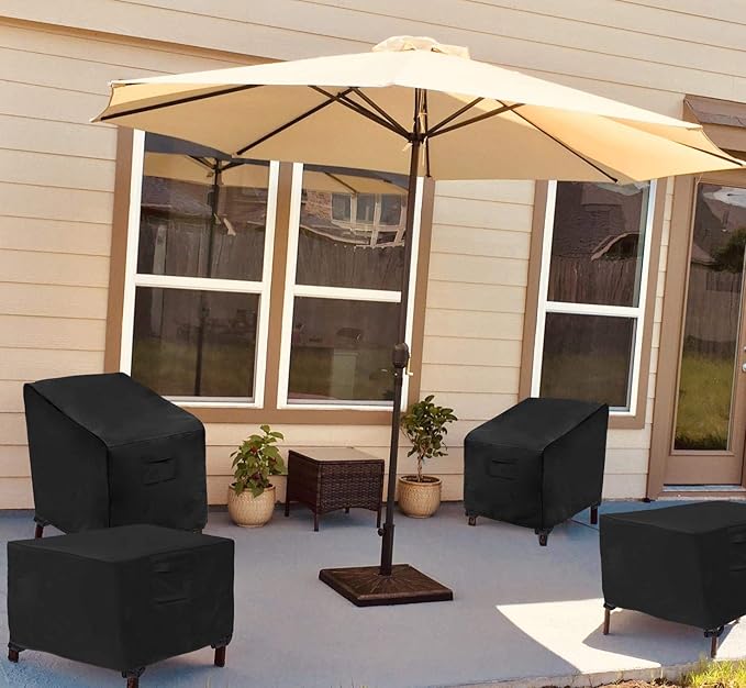 WOMACO Patio Rectangular Fire Pit Cover Waterproof Outdoor Fireplace Covers Heavy Duty Rectangle Fire Table Firepit Protector - 48 x 30 x 24 inches, Black