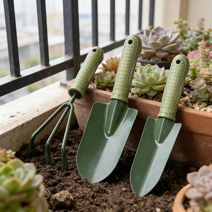 Garden Tool Set Hand Shovel Transplant Shovel Hand Rake with Non Slip Handle 3pcs