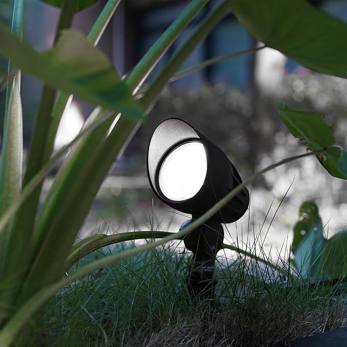 GOODSMANN Low Voltage Spot Light Landscape Lighting 5W LED 6500K for Outdoor Lighting with Metal Spike and Connector Garden, Pathway, and Driveway 9121-16102-01A