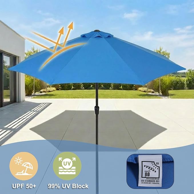 BPS Patio Umbrella Replacement Canopy for 9 ft 8 Ribs Table Umbrella, Outdoor Umbrella Replacement for Market Parasol, Canopy Only