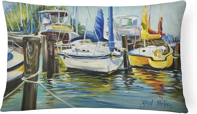 Caroline's Treasures JMK1085PW1216 Yellow Boat II Sailboat Canvas Fabric Decorative Pillow Machine Washable, Indoor Outdoor Decorative Pillow for Couch, Bed or Patio, 12HX16W