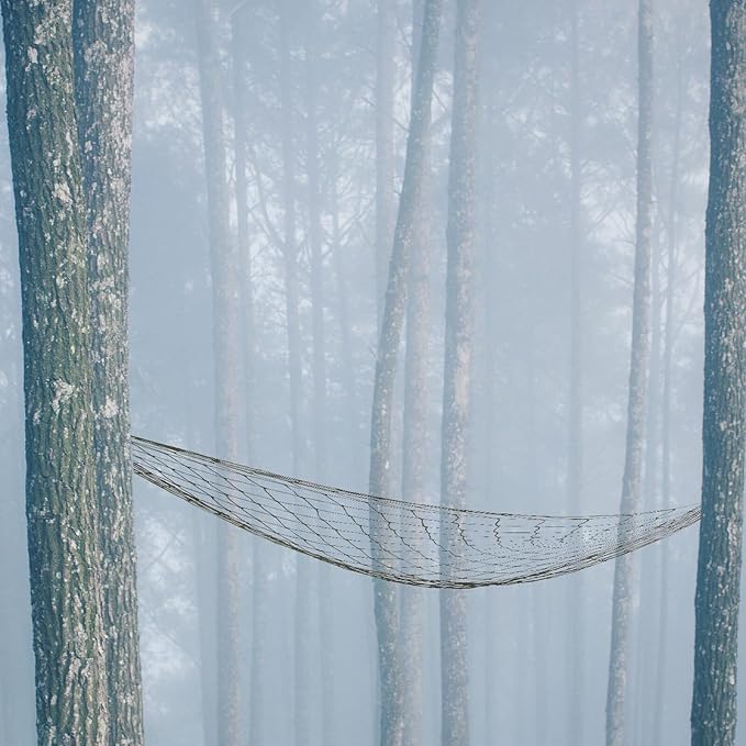 Kisangel Military Green Hammock 240x80cm with Thick Nylon Rope, Portable Camping and Outdoor Hammock Net Swing for Patio, Indoor, Beach, Includes Carry Bag and Tie Ropes