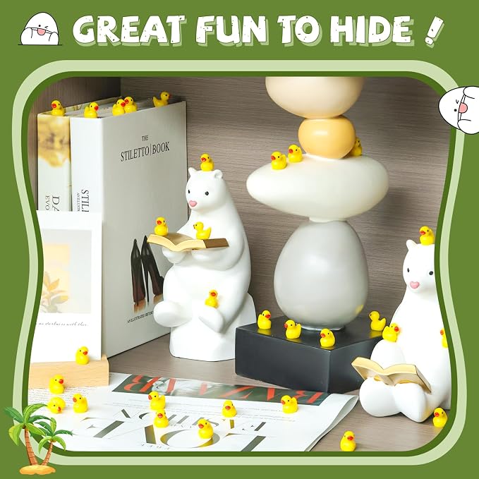 120PCS Mini Resin Animals Cute Yellow Tiny Ducks,Miniature Duck Figures to Hide,Little Animal Small Figurines Bulk for Topper Desk Garden Dollhouse Landscape Aquarium Ornaments DIY Crafts & Decor