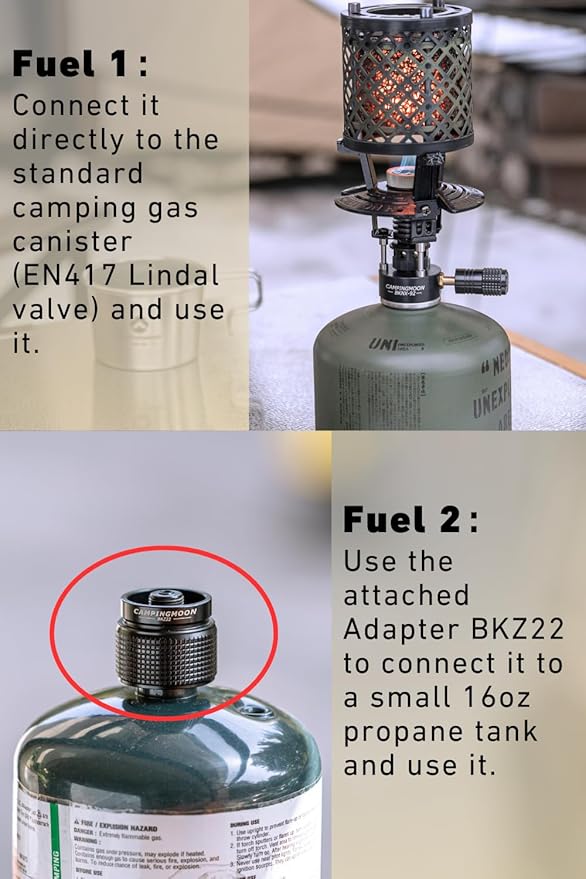 CAMPINGMOON T-HEATER GASWARE Gas Heater Propane Isobutane for Camping Outdoor Collaboration Limited Edition with EVA Case (BKNX-92+Z22)