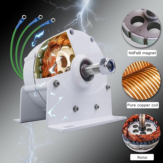 220v, 12000W 12V-220V Gearless Permanent Magnet Generator with Base 3 Phase AC Output Low RPM Free Energy Power Generator for Hydraulic/Wind Power