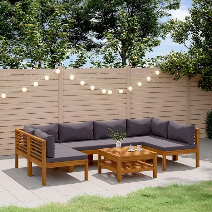Backyard Furniture Patio Conversation Sets Outdoor Seating 7 Piece Patio Lounge Set with Cushion Solid Acacia Wood Suitable for Swimming Pool, Courtyard, Garden
