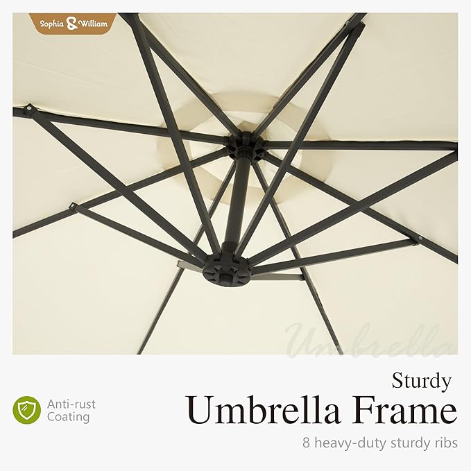 Sophia & William Offset Patio Umbrella 10ft Outdoor Table Umbrella Hanging Umbrella