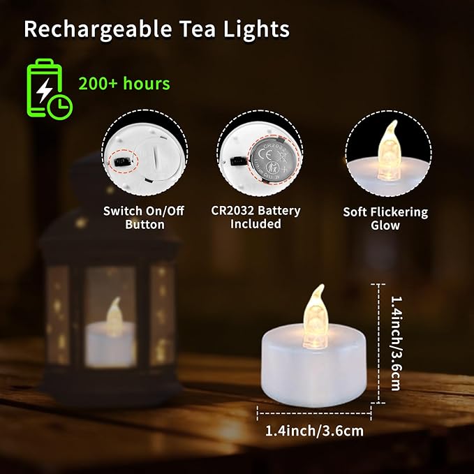 Tea Lights Flameless Candles, 50 Pack Warm White Battery Operated Flickering Candles 200+ Hours Ideal for Home Decoration Outdoor Wedding Parties (50pack Warm White)