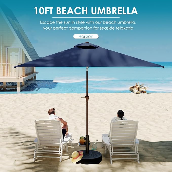 GREENVINES 6.5X10 FT Rectangular-Patio-Umbrella | Outdoor-Table-Umbrellas | 6 Sturdy Steel Ribs | Push Button Tilt & Crank | Waterproof | Market Umbrella | for Pool Backyard Garden Deck | Navy Blue