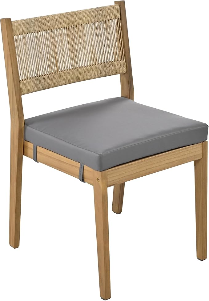 Merax Acacia Wood Outdoor Dining Set for 4,Waterproof Patio Furniture with 1 Table and 4 Chairs,and Thick Cushions for Balcony, Vourtyard, and Garden