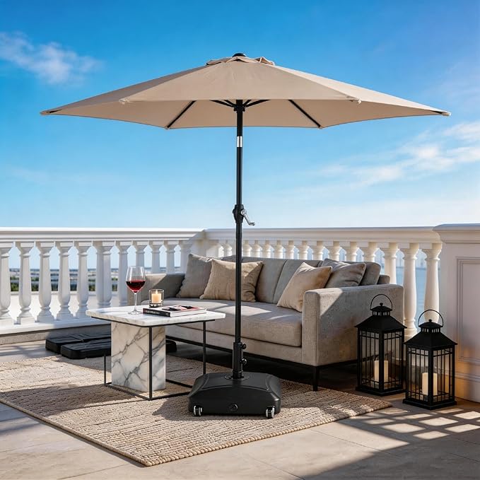Bonnlo Patio Umbrella with Easy Push Button Tilt Outdoor Patio Umbrella Backyard Market Table Umbrella