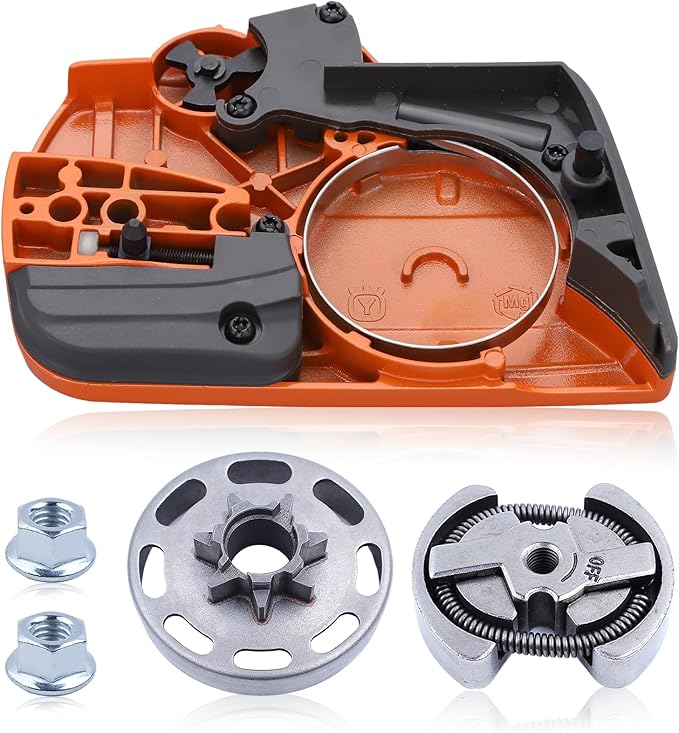 325"-7T Clutch Drum Kit & Clutch Cover Assembly for Husqvarna 435 435E 440 440E Chainsaw, 435 Clutch Drum Kit with Chain Brake Assy Bar Nuts Parts Replace 505441501, 544212402, 536329204