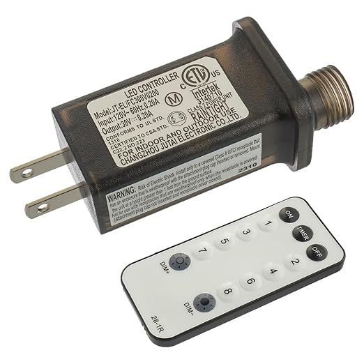 30V 6W 8 Mode LED Controller with Memory Function and IR Remote Control Low Voltage Transformer for Holiday String Lights,not Fit for 8 Mode with Control Box and 1 Mode String Light(1 pcs)