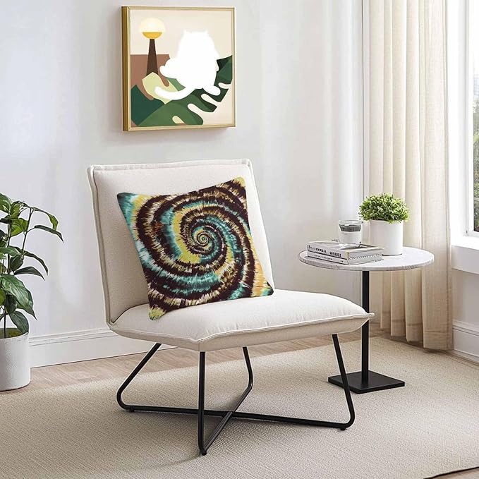 Vandarllin Outdoor Throw Pillows Covers 20x20 inch Set of 2 Waterproof Yellow Teal Tie-Dye Art Decorative Zippered Cushion Covers for Patio Furniture, Abstract Boho Tribe Lumbar Pillowcases