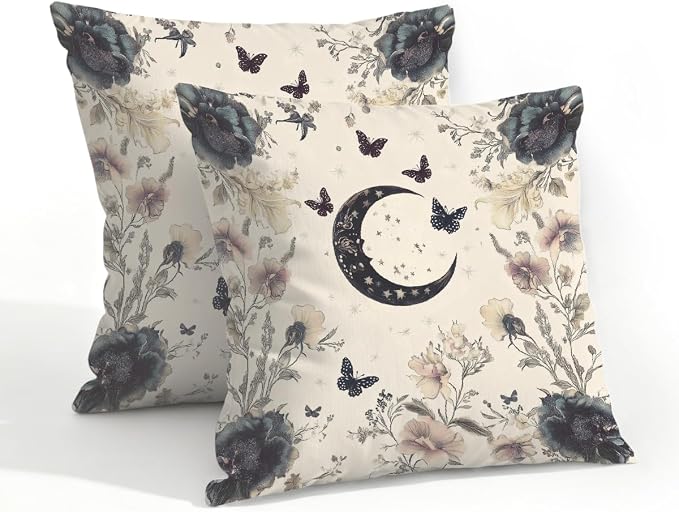 20x20 Inch Outdoor Pillow Covers Set of 2 Waterproof Throw Pillow Covers Decorative Couch Cushion Covers Boho Moon Floral Square Pillowcases Protectors for Patio Garden Sofa