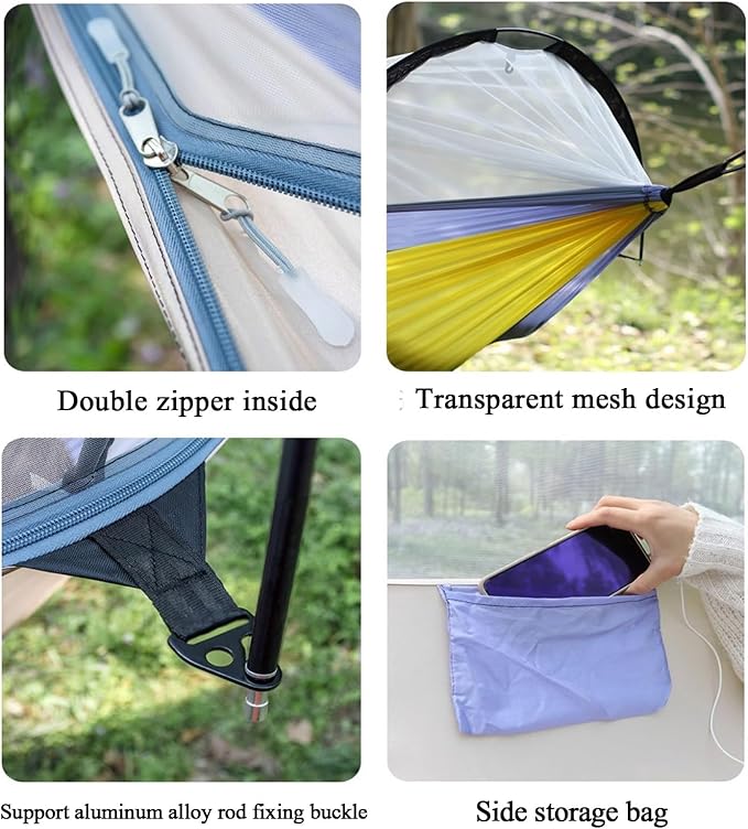 Hammock, Double Hammock, Outdoor Swing Cradle, Portable Hammock, Camping Beach Hammock(Blue,70.8in*117.6in)