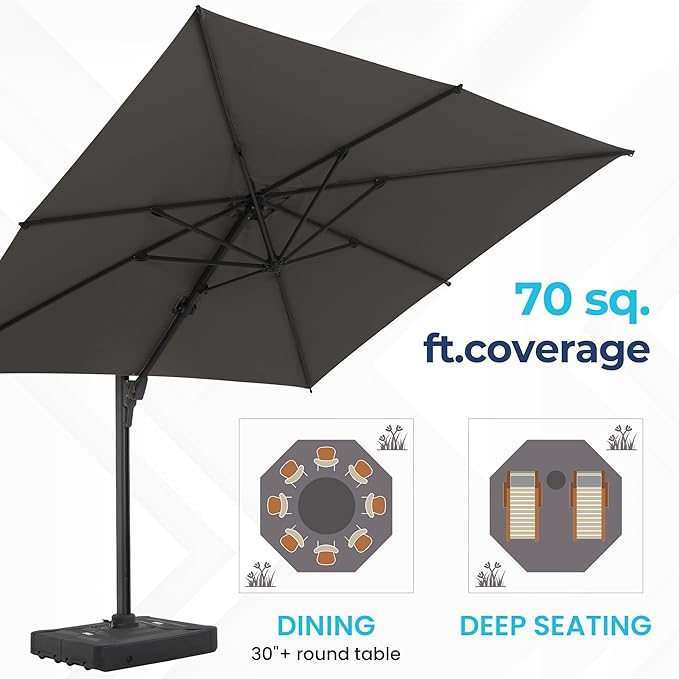 SUNVIVI OUTDOOR Patio Umbrella, Rectangular Patio Umbrella, Metal Pole Square Outdoor Umbrella with Crank and Push Button Tilt, Large Outdoor Umbrella with Polyester Canopy